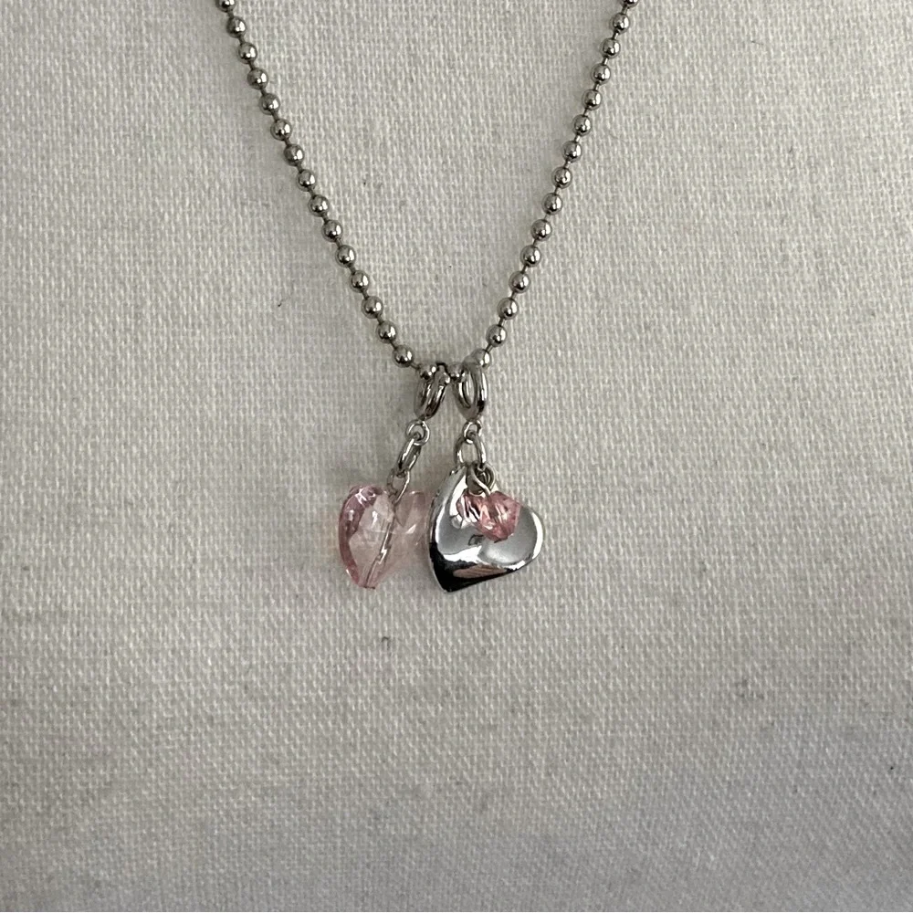 Fashion Jewelry 2 Necklace Bundle:  Heart Charm Necklaces on Silver Ball  Chains